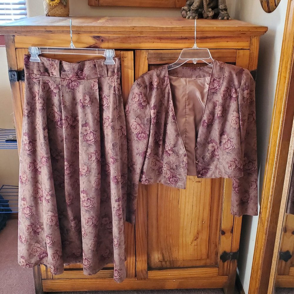 Hand Tailored Skirt and Blazer - Faux Suede